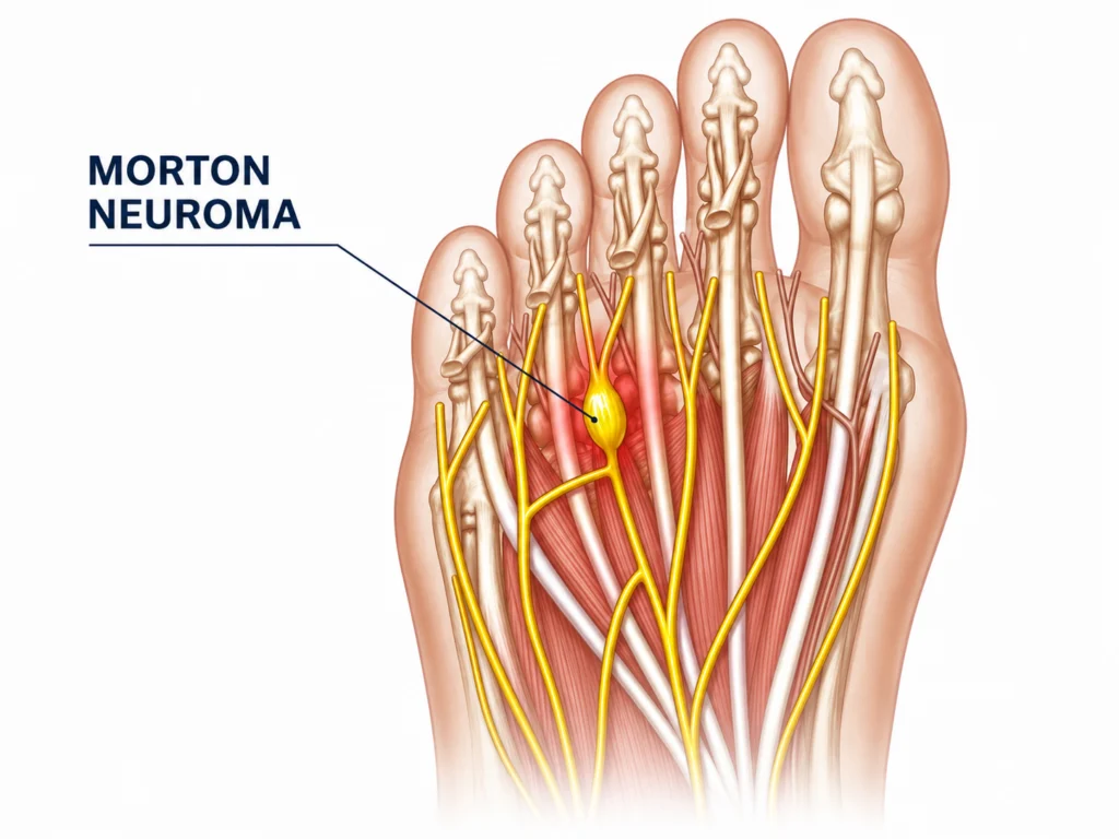 site of formation of morton's neuroma