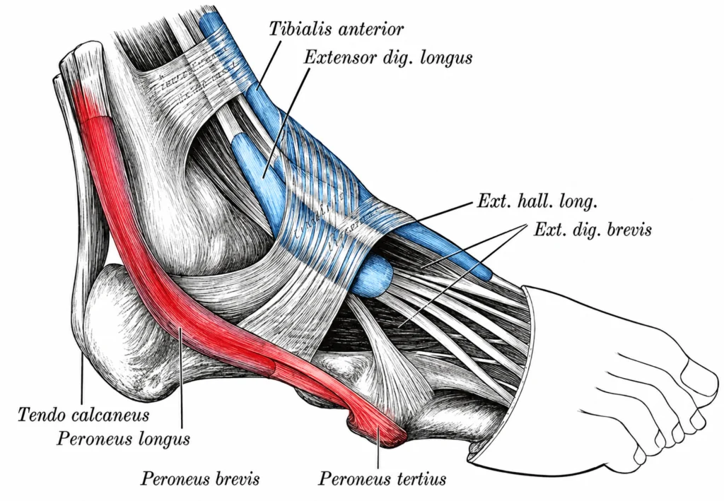 image showing location of peroneal tendon and location of pain