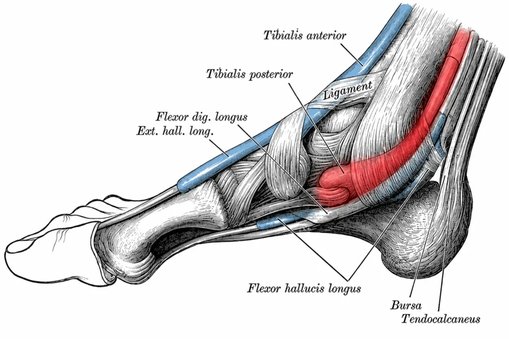 image showing locationof tibialis posterior tendon